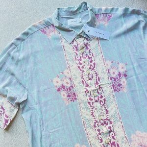 Topman Oversize Border Button-Up Shirt